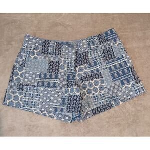 New York & Company Womens 10 Manhattan Chino Shorts Gray Blue Patchwork Boho